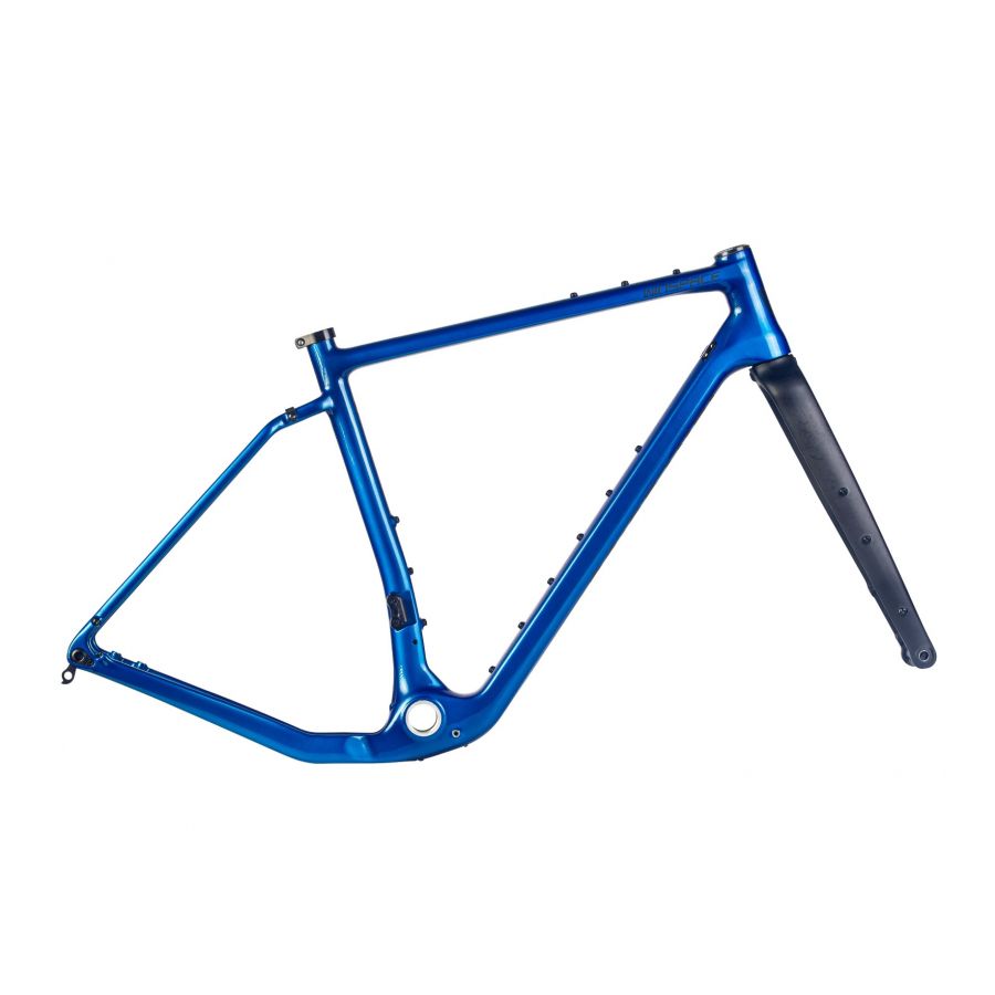 Winspace G2 Gravel carbon fiber frameset in metallic blue with accessory mounts.