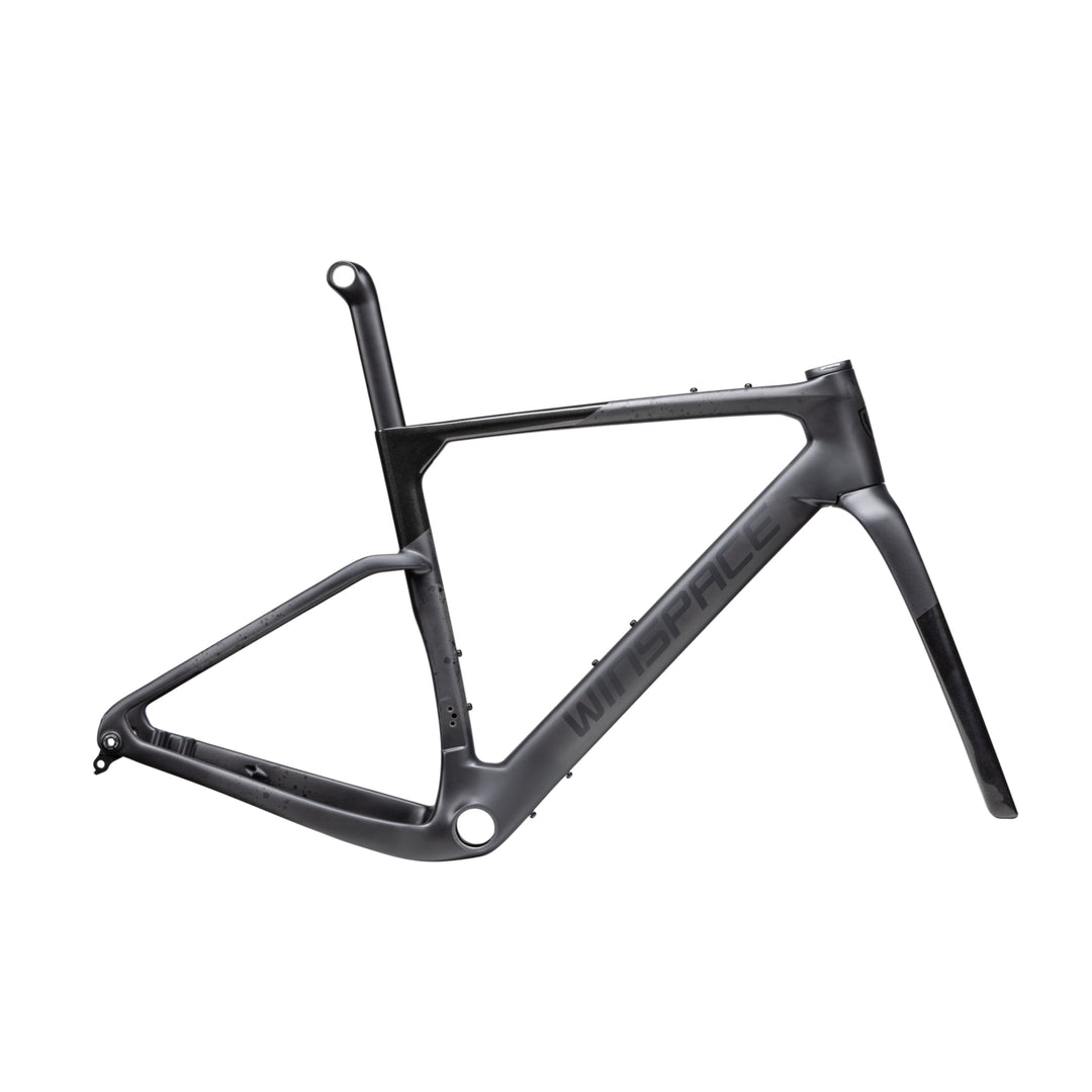 WINSPACE G3 gravel bike frameset, matte dark grey with lighter grey accents and dark grey WINSPACE logo.