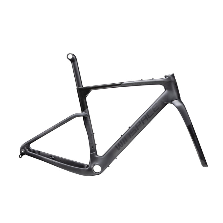WINSPACE G3 gravel bike frameset, matte dark grey with lighter grey accents and dark grey WINSPACE logo.