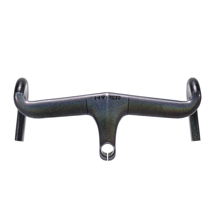 HYPER integrated handlebar, carbon fiber, iridescent finish, bicycle cycling component.
