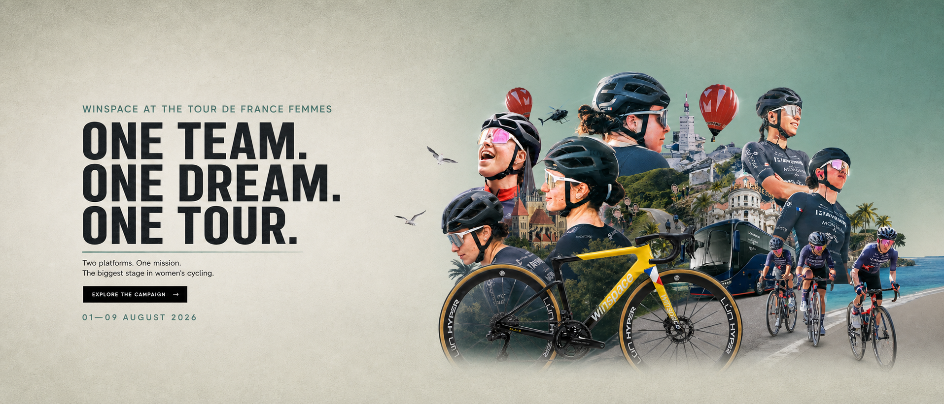 Winspace Tour de France Femmes 2026 homepage campaign banner