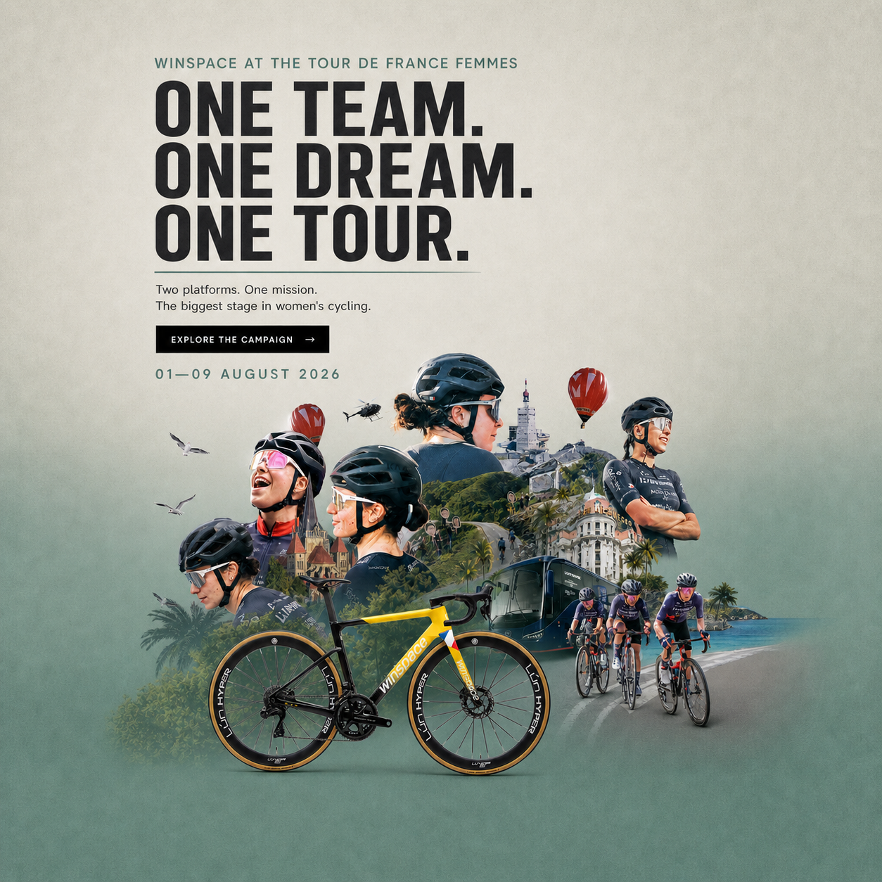 Winspace Tour de France Femmes 2026 mobile homepage campaign banner