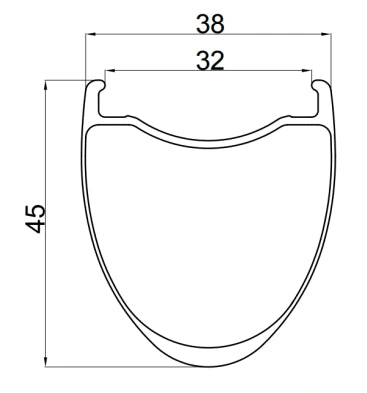 GRAPID 2 rim cross-section: 38 mm external width, 32 mm internal width, 45 mm depth